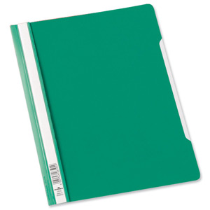 Durable Clear View Folder Plastic with Index Strip Extra Wide A4 Green Ref 257005 [Pack 50]