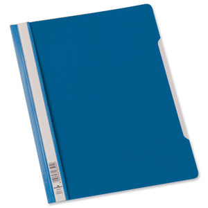 Durable Clear View Folder Plastic with Index Strip Extra Wide A4 Blue Ref 257006 [Pack 50] Ident: 202C