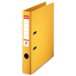Esselte No. 1 Power Mini Lever Arch File PP Slotted 50mm Spine A4 Yellow Ref 811410 [Pack 10]