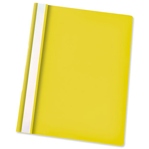 Esselte Report Flat File Lightweight Plastic Clear Front A4 Yellow Ref 56281 [Pack 25] Ident: 202B