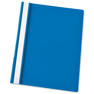 Esselte Report Flat File Lightweight Plastic Clear Front A4 Blue Ref 56285 [Pack 25] Ident: 202B