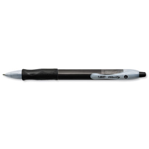 Bic Velocity Ball Pen Retractable Cushioned Grip 1.0mm Tip 0.4mm Line Black Ref 8291531 [Pack 12] Ident: 80E