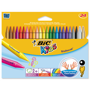 Bic Kids Plastidecor Crayons Colour Hard Long-lasting Sharpenable Vivid Assorted Ref 829772 [Pack 24] Ident: 105C