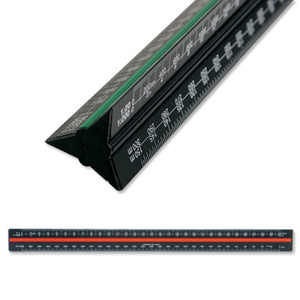 Linex Scale Ruler Triangular Aluminium Colour-coded Scales 1-1 to 1-2500 Ref LXH382 Ident: 109A