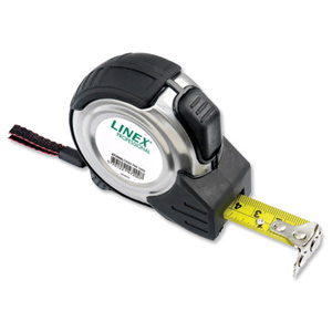 Linex Measuring Tape Steel-cased Polyester-coated Metric and Imperial with Belt Clip 8m Ref LXEPMT8000