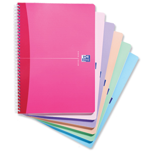 Oxford Office Notebook Wirebound Soft Cover Ruled 180pp 90gsm A4 Pearl Assorted Ref 100100788 [Pack 5] Ident: 34D