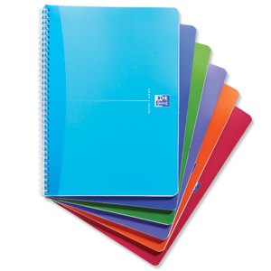Oxford Office Notebook Twin Wirebound Plastic Ruled 180pp 90gsm A4 Bright Assorted Ref 100104241 [Pack 5] Ident: 34C