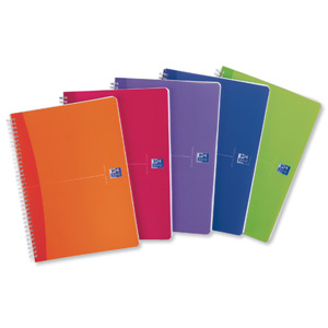 Oxford Office Notebook Twin Wirebound Plastic Ruled 180pp 90gsm A5 Bright Assorted Ref 100104780 [Pack 5] Ident: 35B