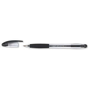 Bic Atlantis Ball Pen Cushion Grip Broad 1.2mm Tip 0.8mm Line Black Ref 837386 [Pack 12] Ident: 82E