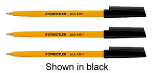 Staedtler 430 Stick Ball Pen Fine 0.8mm Tip 0.3mm Line Red Ref 430F2 [Pack 10]
