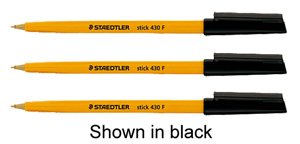 Staedtler 430 Stick Ball Pen Fine 0.8mm Tip 0.3mm Line Red Ref 430F2 [Pack 10] Ident: 84G