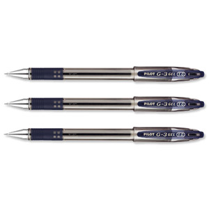 Pilot G-310 Gel Rollerball Pen Refillable Rubber Grip 1.0mm Tip 0.6mm Line Black Ref 057101201 [Pack 12]
