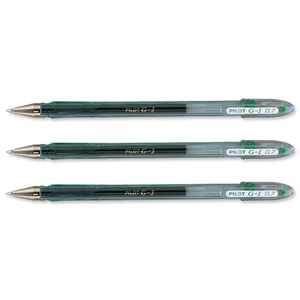 Pilot G107 Gel Ink Pen Ergonomic Grips 0.7mm Tip 0.5mm Line Green Ref 001101204 [Pack 12]