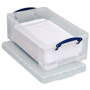 Really Useful Storage Box Plastic Lightweight Robust Stackable 12 Litre W270xD465xH150mm Clear Ref 12C Ident: 177C