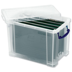 Really Useful Filing Box Plastic 10 suspension files Foolscap 24 Litre W270xD465xH290mm Ref 24C&10susp