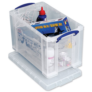 Really Useful Storage Box Plastic Lightweight Robust Stackable 24 Litre W290xD465xH270mm Clear Ref 24C