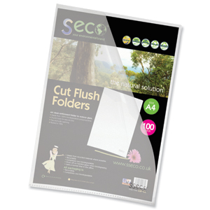 SSeco Folders Cut Flush Polypropylene Oxo-biodegradable A4 Clear Ref LSF-CL [Pack 100] Ident: 185B