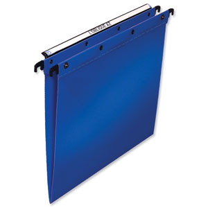 Elba Suspension File Polypropylene Vertical 100sheet V-Base Foolscap Blue Ref 100330370 [Pack 25]