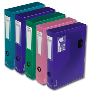 Snopake DocBox Box File Polypropylene with Push Lock 60mm Spine A4 Assorted Ref 14833 [Pack 5] Ident: 232A