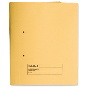Guildhall Transfer Spring Files 315gsm Capacity 38mm Foolscap Yellow Ref 348-YLWZ [Pack 50] Ident: 199A