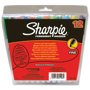 Sharpie Permanent Marker Fine Tip 1.0mm Line Assorted Ref S0811080 [Wallet 12]