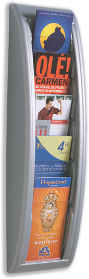 Literature Holder Wall Mount 5 x 1/3xA4 Pocket Aluminium Silver