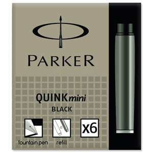 Parker Quink Mini Cartridge Ink Refills Black Ref S0767220 [Pack 6]
