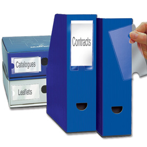 3L Label Holders Polypropylene Self-adhesive with Inserts 55x150mm Ref 10340 [Pack 6]