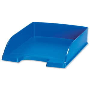 Letter Tray Robust Polystyrene High Sided with Extra Label Space Blue