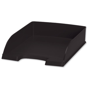 Letter Tray Robust Polystyrene High Sided with Extra Label Space Black