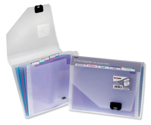 Snopake Expanding Organiser File with Multicoloured Elektra Dividers 6-Part A4 Clear Ref 15172 Ident: 207C