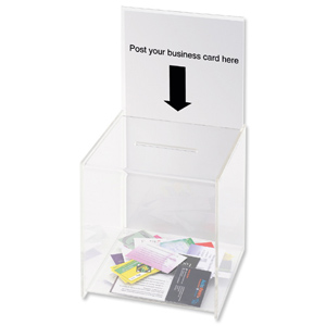 Suggestion Box / Business Card Box With Sign Holder Crystal Clear Ident: 291H