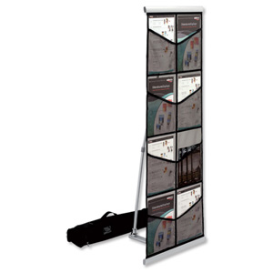 Deflecto Literature Display Mesh Portable Floor Stand 8 x A4 Pockets W514xD370xH1323mm Ref 780272 Ident: 294G