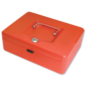 Cash Box with Simple Latch and 2 Keys plus Removable Coin Tray 200mm Red