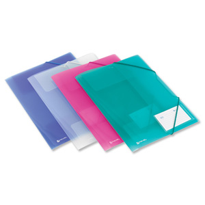 Rexel Ice File 4-Fold Durable Polypropylene Elasticated for 200 Sheets A4 Assorted Ref 2102050 [Pack 4] Ident: 197F