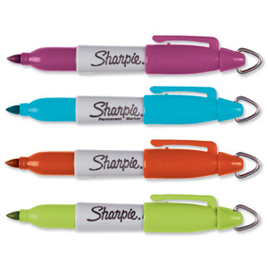 Sharpie Mini Permanent Marker Portable Fine Assorted Berry Orange Lime Turquoise Ref S081126U [Wallet 4]