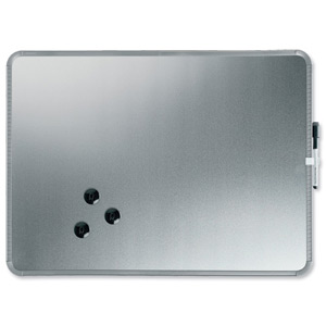 Nobo SlimLine Drywipe Board Magnetic with Pen and Built-in Eraser 430x14x580mm Silver Ref QB05742C Ident: 260A