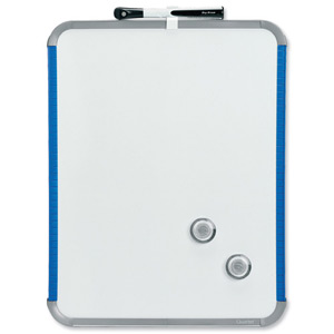 Nobo SlimLine Drywipe Board Magnetic with Pen and Eraser 220x14x280mm White and Blue Ref QB05142AS Ident: 260A