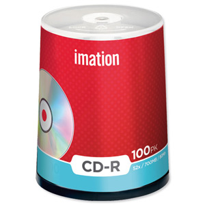 Imation CD-R Recordable Disk Write-once on Spindle 52x Speed 80Min 700MB Ref i18648 [Pack 100] Ident: 780B