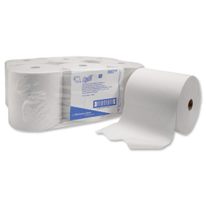 Scott Hand Towel Roll Single Ply for Ripple Dispenser Sheet Size 200x304mm White Ref 6667 [Pack 6] Ident: 594C