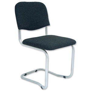 Trexus Cantilever Chair Upholstered Stackable Silver Frame Seat W480xD420xH470mm Charcoal Ident: 409A