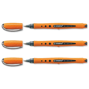 Stabilo Bionic Worker Rollerball Pen Soft Grip Medium 0.8mm Tip 0.6mm Line Black Ref 2018-46 [Pack 10]