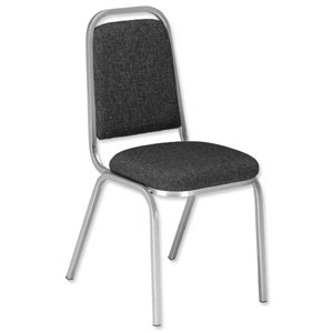 Trexus Banqueting Chair Upholstered Stackable Seat W390xD390xH460mm Charcoal with Silver Frame Ident: 410B