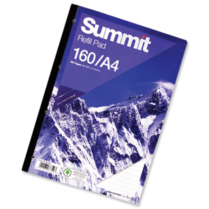 Summit Refill Pad Feint Ruled with Margin 60gsm 160pp A4 White Ref 100080234 [Pack 5] Ident: 47A