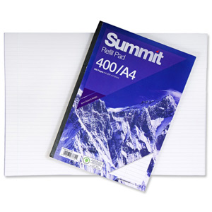 Summit Refill Pad Feint Ruled with Margin 60gsm 400pp A4 White Ref 846200191 [Pack 3] Ident: 47A