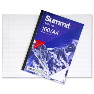 Summit Refill Pad Narrow Ruled with Margin 60gsm 160pp A4 White Ref 100080209 [Pack 5] Ident: 47A