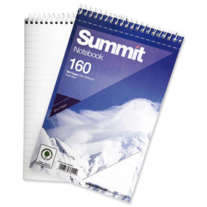 Summit Notebook Wirebound Headbound Ruled 60gsm 160pp 125x200mm Ref 100080235 [Pack 10] Ident: 47C