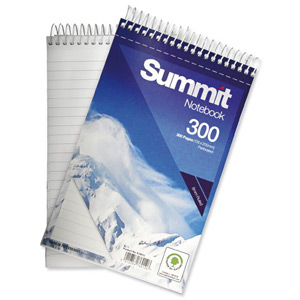 Summit Notebook Wirebound Headbound 60gsm 300pp 125x200mm Ref 100080210 [Pack 5]