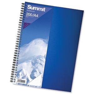 Summit Notebook Wirebound Card Cover Ruled 60gsm 192pp A4 Ref 100080196 [Pack 5] Ident: 47A