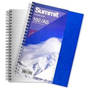 Summit Notebook Wirebound Card Cover Ruled 60gsm 192pp A5 Ref 100080177 [Pack 5] Ident: 47B